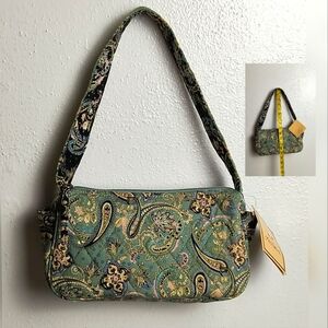 Green Paisley Mini Shoulder Bag - Quilted Fabric